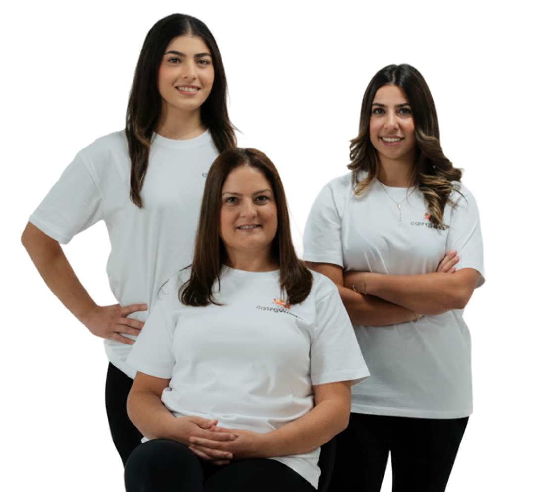 Three friendly Caring Bridges support workers