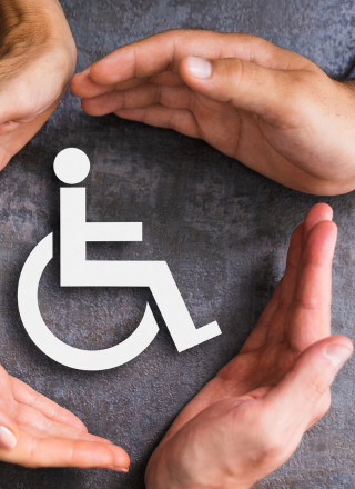 hands around disability sign