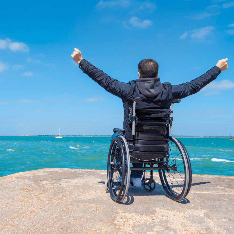 disabled patient enjoying the sea views